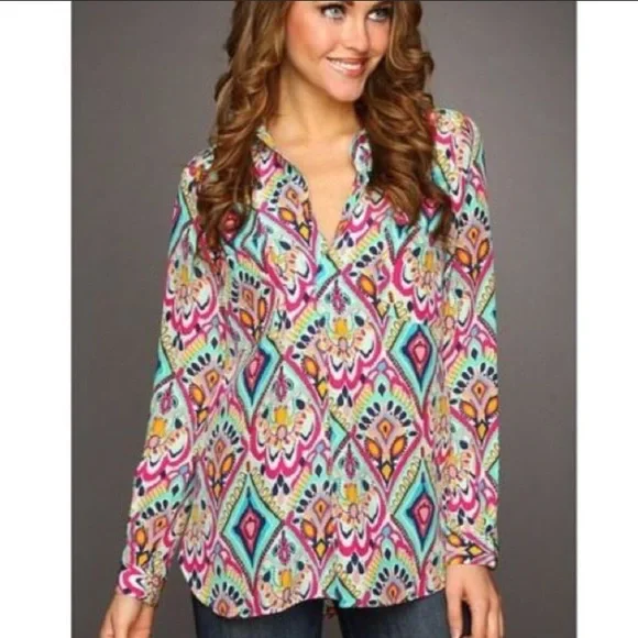 EUC Lilly Pulitzer Crown Jewels Boston Silk Top Jewel Cuff Size XS - Picture 9 of 15